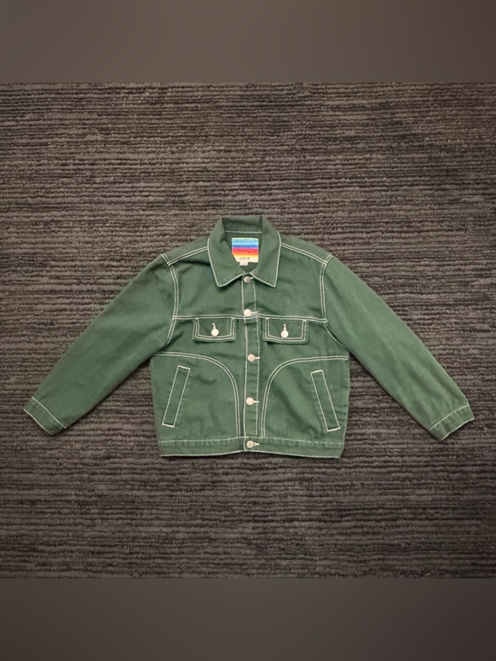 UNIF Woody  Button Up  Denim Twill Crop Jacket